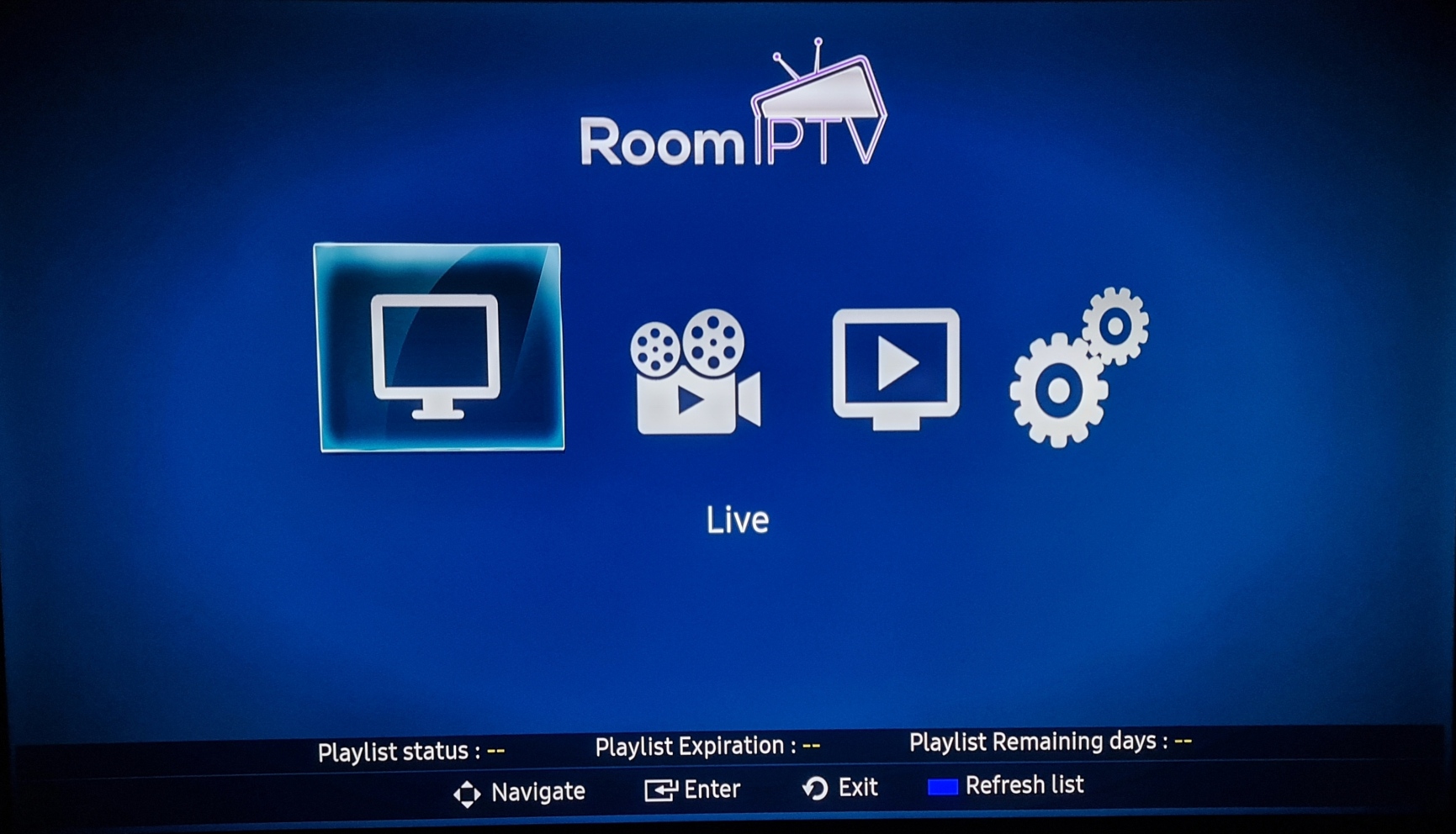 interface principale ROOM IPTV